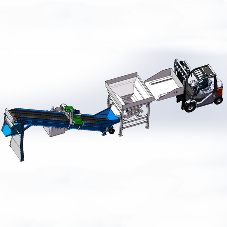 叉車料倉+振動(dòng)給料+輸送+自卸式+甩鐵機(jī)